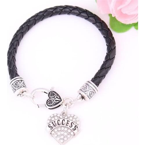 Trendy Women Jewelry Charm Bracelet Heart Pendant Great Gift Choose SUCCESS Written Fascination Zinc Alloy Provide Dropshipping