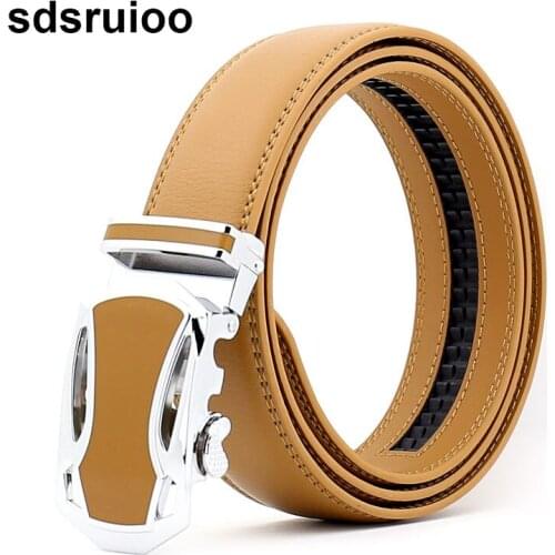 Sports Car Design Mens Automatic Buckle Genuine Leather Luxury Belts Business Male Alloy Buckle Belts for Men Waist Belt