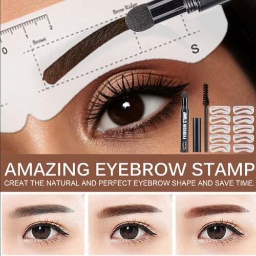 Brow Definer Powder Stamp Makeup 10 Reusable Eyebrow Stencils Eyebrow Pen Brush Eyebrow Makeup Tools Eyebrow Stamp Shaping Kit