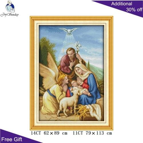 Joy Sunday Angel Landing Cross Stitch R402 14CT 11CT Counted Stamped Home Decoration Virgin And Child Christ Cross Stitch kits