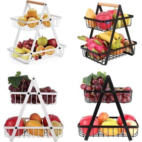 New 2 Layers Detachable Fruit Vegetable Storage Basket Portable Picnic Basket Organizer For Cosmetics Stationery Sundries