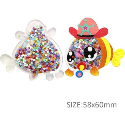 Cartoon Fish Quicksand Acrylic Planar Resin For Gift DIY Sew Bow-knot Gift Box Crafts Home,10Yc17613