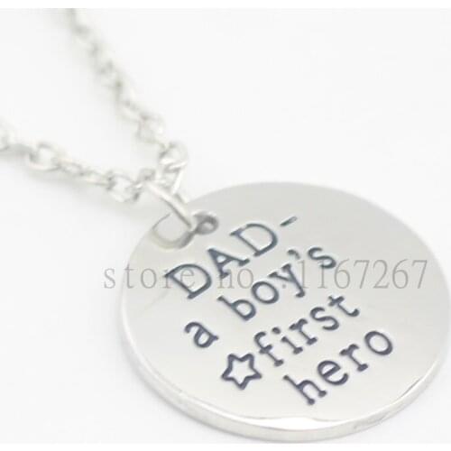 2016 Gift for Dad "Dad A boys First Hero"necklace New Dad Fathers Day Gift - Dads Birthday Personalized Dad To Be - Mens
