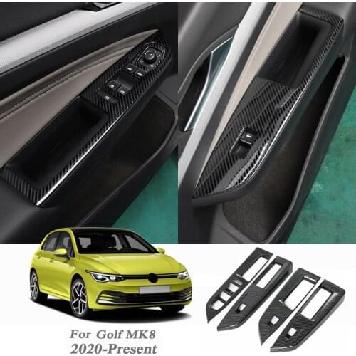 Car Carbon Fiber Window Glass Lift Button Trim Switch Cover Door Armrest Panel for Golf 8 MK8 2020 2021 Car Styling