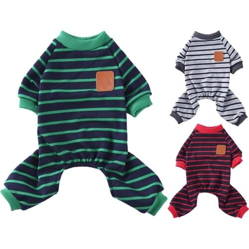 Dog Pajamas Striped Pet Clothes For Small Dogs Cat Overall Suit Dog Puppy Jumpsuit For Dogs Chihuahua Sleepingwear Pet Clothing