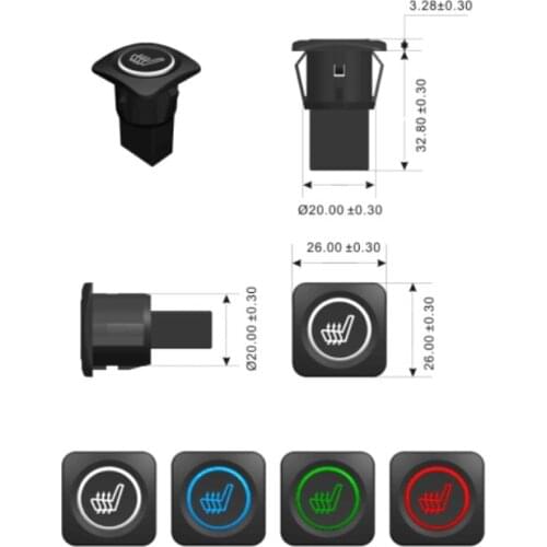 Heated car seat cushion carbon fibre w Temperature controller inside pad + new design 3 color swtich seat heater set