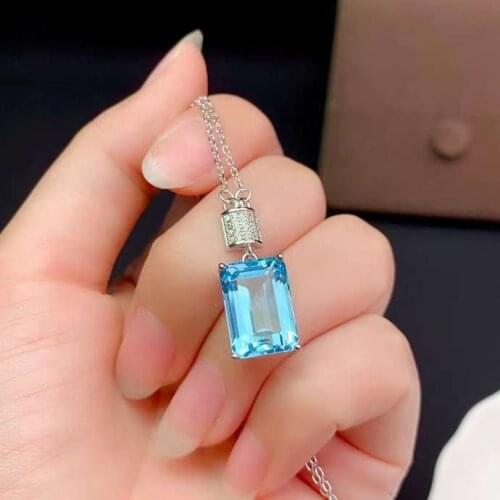 Luxury luck bottle 10*14mm natural blue topaz Pendant natural gemstone pendant S925 silver women girl party gift fine jewelry