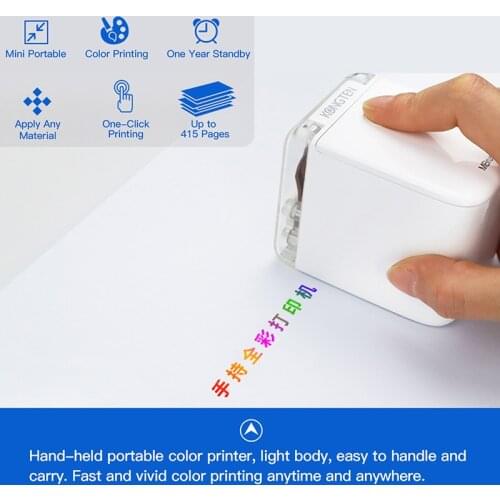 2021 newest updated printer Mini Portable Color Printer Text images printing Smartphone Wireless Printing Inkjet Printer