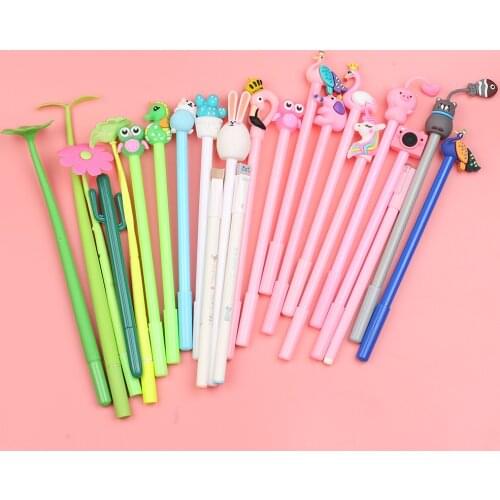 Cute Funny Cactus Flamingo Gel Pens Cool Kawaii Alpaca Anime Rollerball Stationery Ballpoint School Ballpen Thing Girl Gift Kit