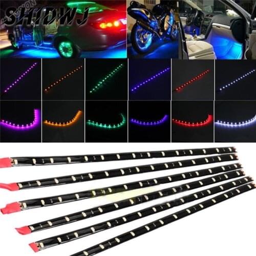 Auto Car Motor LED Light DC12V Strip Underbody Lights For Motorcycle Car Accessories Waterproof Multi Color Width 1cm 6 Pc/2 Pc