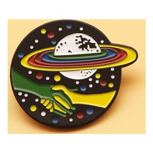 XM-funny Universe alien planet brooch cute shirt with collar pin alloy enamel badge pin accessories