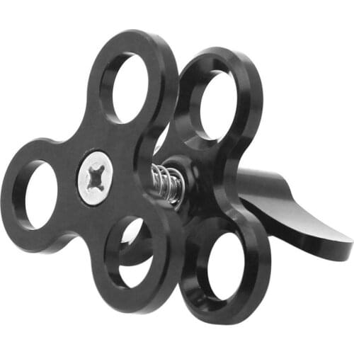 PULUZ Triple Ball Clamp Close Hole Diving Camera Bracket CNC Aluminum Spring Flashlight Clamp for Diving Underwater Photography