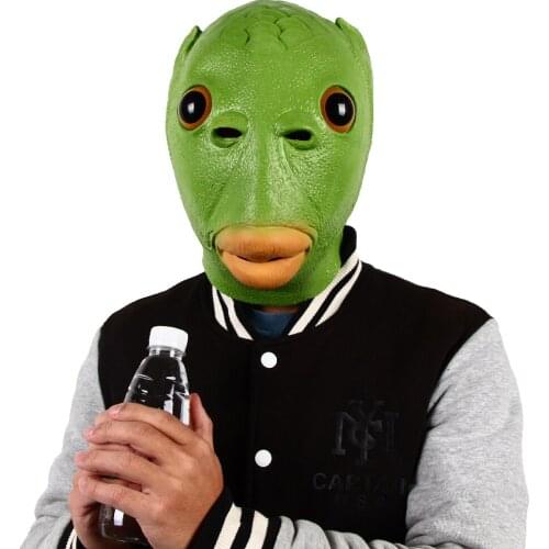 Green Fish Mask Animal Party Funny Green Murloc Headgear Halloween Mischief Costume Props Comical Dress Up
