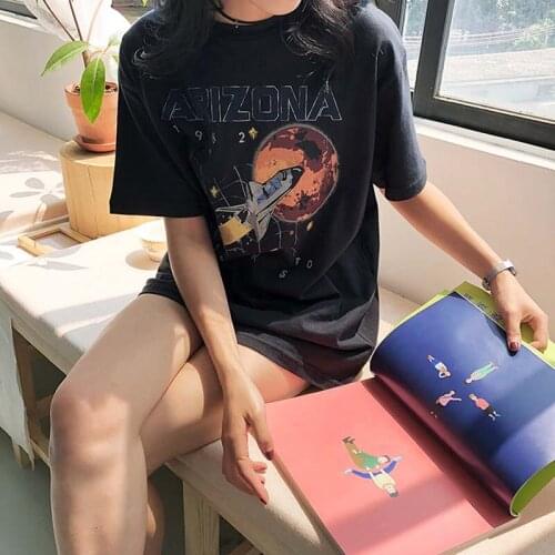 New Summer Fashion Star universe Arizona space shattle mission to mars Cotton T-shirt 1982 vintage women print women tops tee