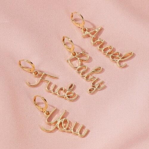 Letter Pendant Earrings Antique Drop Earrings Punk Jewelry Accessories Earrings for Women 2021 Bijoux Femme Delicate Woman