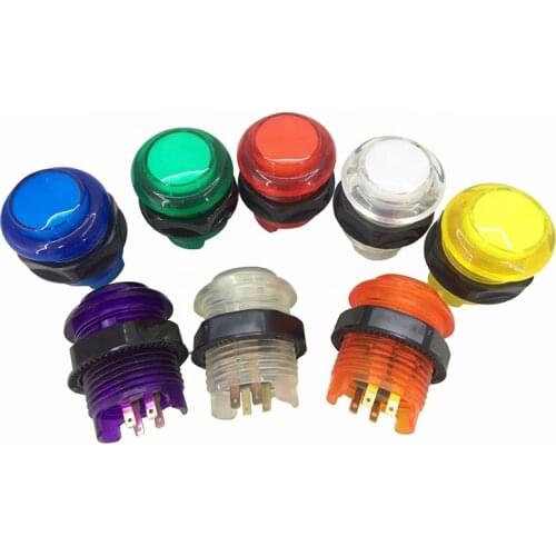 10Pcs Arcade 12V 28mm Round Lit Illuminated Push Button Screw-in Type with Built-in LED Lamp Microswitch Nuts Purple Orange