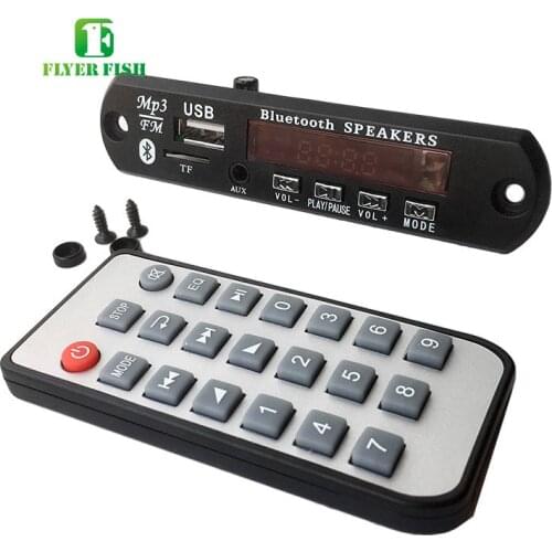 12V Micro Music Bluetooth Speaker USB Power Supply TF Radio 15W MP3 Decoder Board Audio Module For Car Radio Remote Control Blac