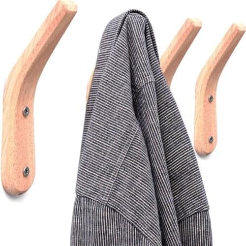 K1KA 2Pcs Coat Rack Hooks Wall Mounted Handmade Beech Wood Hook Modern Wooden Hat Rack Bathroom Hanger Rustic Towel Hangers