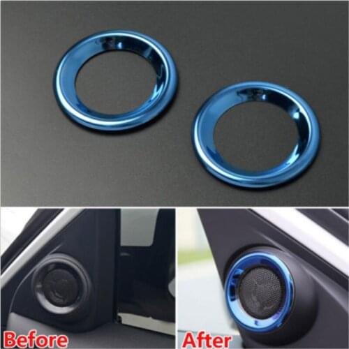 2x Stainless steel Auto accessories Interior Chrome Front Door Speaker Ring Cover Trim Fit For Honda Civic 2016 2017 Car Styling