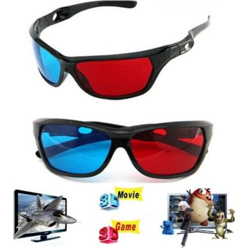 3D Plastic Glasses Red Blue Black Frame For Dimensional Anaglyph TV Movie DVD Game Universal