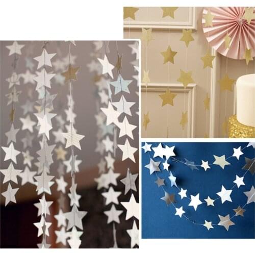 5pcs 2m/4m Wall Hangings Props Decoration Star Card Paper Wedding Party Decoration Garland Handmade Children Room