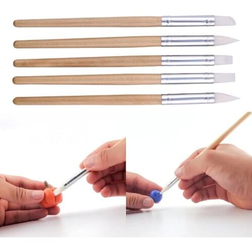5Pcs/Set For Ceramic Carving Pottery Tools Multi-purpose Nature Color Rubber Brush Trace Fingerprint Pen Durable