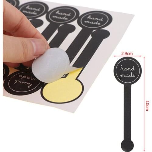 500Pcs Adhesive Long Style "HAND MADE" Black Handmade Cake Packaging Sealing Label Sticker Baking DIY Gift Stickers