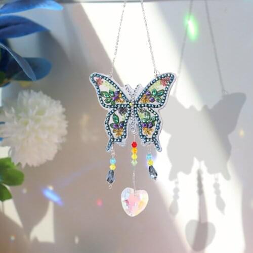 DIY Handmade Diamond Painting Crystal Pendant Sun Light Catcher Ornaments Wind Chime Wall Pendant Window Curtain Decor Handwork