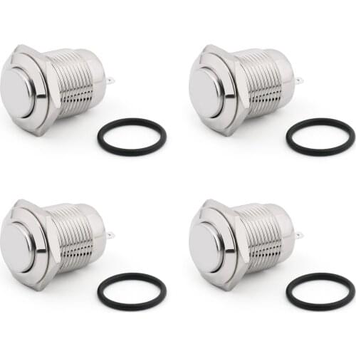 Artudatech 4PCS Metal 16mm 2Pin ON-OFF Latching High Round Head Push Button Switch 36V