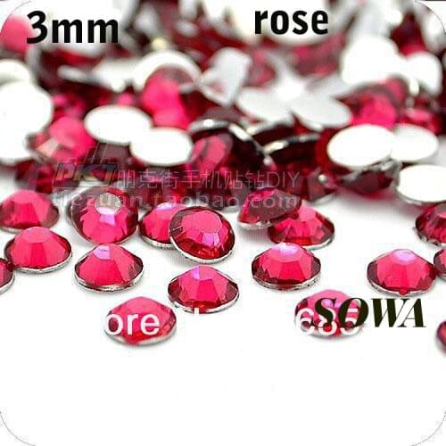 Free Shipping 2880pcs/bag SS12 Size 3mm Rose Resin Flatback beads,Nail Art beads For DIY Wedding Decoration
