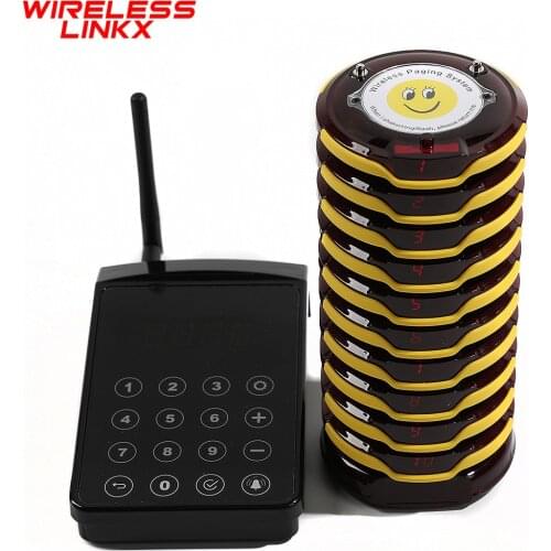 Wirelesslinkx Restaurant Coaster Pager Waterproof Breakproof Wireless Calling Guest Paging System For Food Truck / Court Office