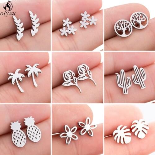 Bohemian Vintage Fashion Earrings for Women 2020 Statement Leaf Flower Coconut Tree Stud Earring Summer Earing pendientes mujer