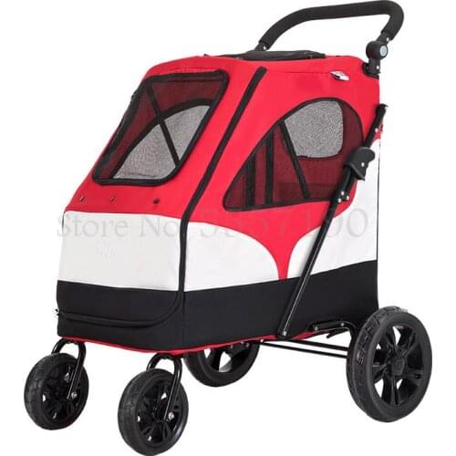 Large pet stroller large dog dog trolley folding large space bearing 55KG for travel