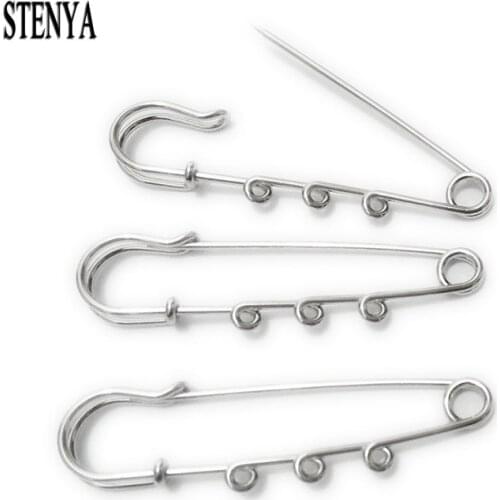Stenya 65mm Brooch Big Pin Findings 3 Loops Holes Connector Dangle Charms Scarf Shawl Safety Hijab Buckle Pins Kilt Needles