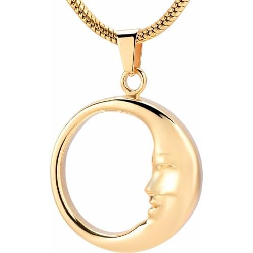 Crescent Moon Cremation Jewelry for Ahses Pendant Necklace, Memorial Urn Necklace Keepsake Horn Jewelry