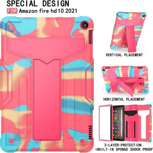 For Kindle Fire HD 10 & Fire HD 10 Plus Tablet Case,Heavy-Duty Foam ShockProof Kid-Proof Cover, Multi-angle Kickstand Kids case