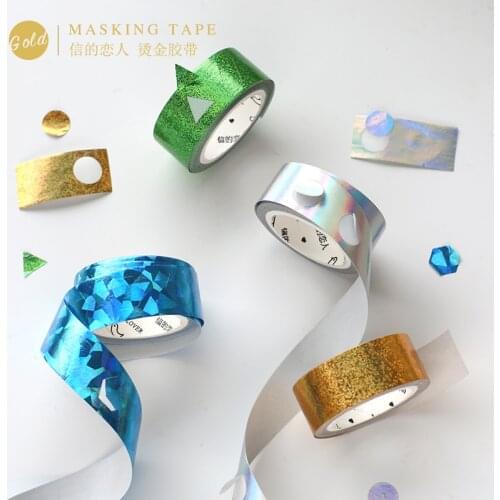 Geometry Faded laser Gilding Decorative Adhesive Tape Masking Washi Tape DIY Scrapbooking Sticker Label japanese stationery