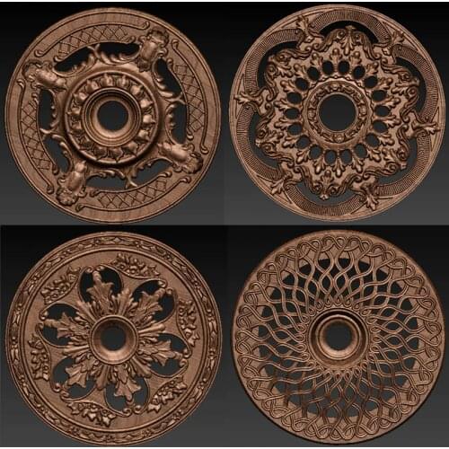 4pcs Decorative Round flower 3D model for cnc 3D carved figure sculpture machine in STL file 3D furniture decoration Decor