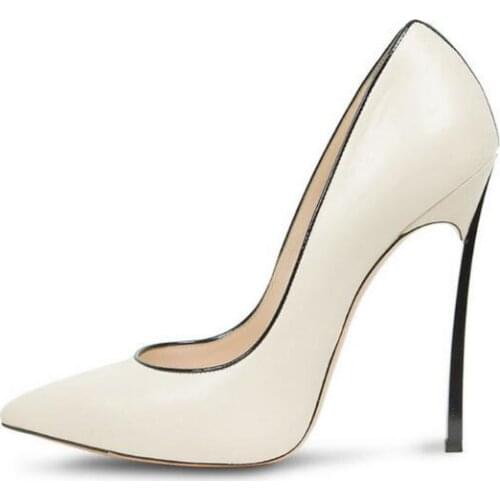 Dipsloot Woman Patchwork Dress Shoes 12 cm High Heel Metal Heels Pumps Banquet Party Shoes Color Block Slip-on Pointed Toe Pump