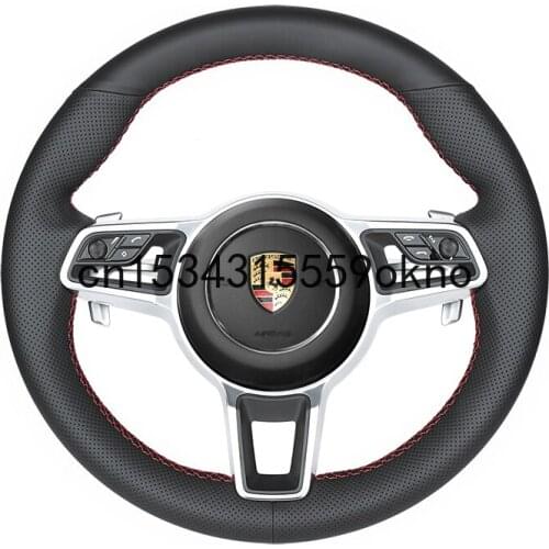 DIY Black Leather Auto Custom Fit Steering Wheel Covers For Porsche 718 Panamera Macan Accessories