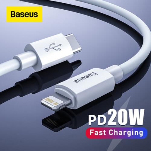 Baseus USB C Cable for iPhone 12 11 20W PD Fast Charge USB C to Lighting Cable for iPhone 8 Xr Charger Data USB Type C Cable