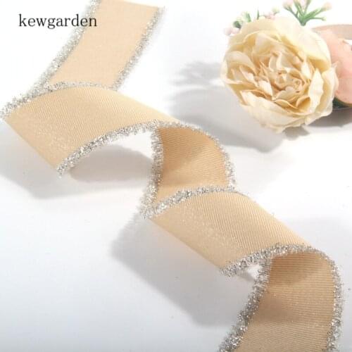 Kewgarden Handmade Tape Hairy Edge Grosgrain Ribbon 1.5" 38mm 1" 25mm DIY Bow Accessories Satin Ribbons Packing Riband 10 Yards