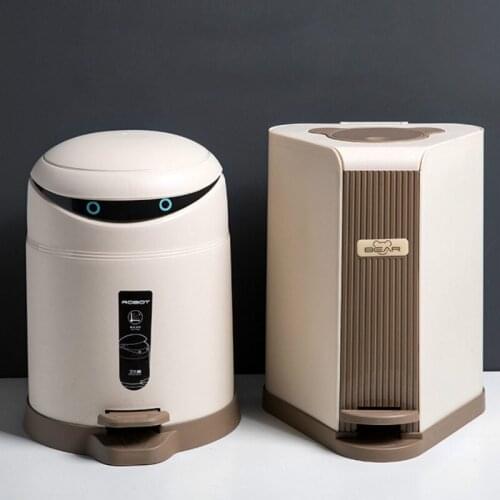 Creative cute home foot-operated trash can cartoon living room bathroom kitchen double robot with lid flip paper basket CL51502