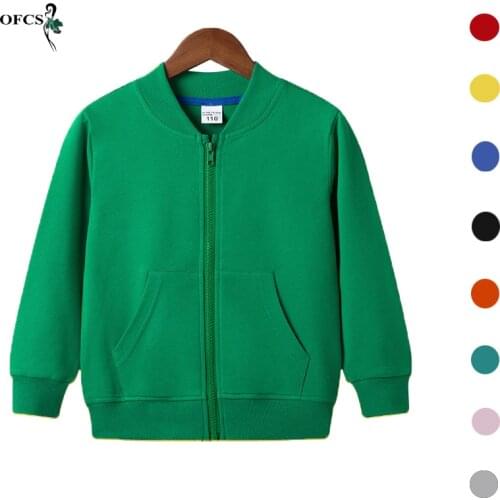 Autumn 2-12Years Early Coat Toddler Kids Boys Girls Zipper Hooded Jacket Solid Plain Sweatshirt Tops 8Colors Childrens Sweater