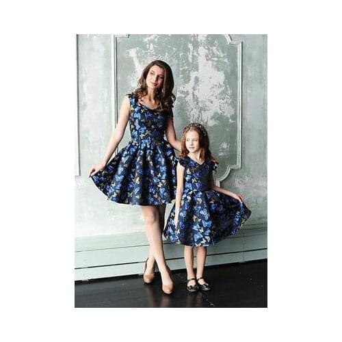 Butterfly print Summer Mom And Kids Matching Mother Daughter Clothes Lovely Clothes