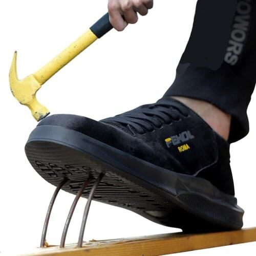 Breathable Mens Shoes Light Odor-Proof Smash-Proof Safety Shoes Wear-Resistant Soft Bottom Casual Fashion Protective Work Shoes