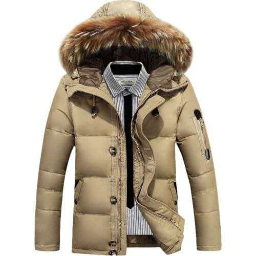 B Hot Sale 2018 New Men down jacket Winter Thick Warm Fashion Patchwork Mens Coat Hooded Men White duck Coat