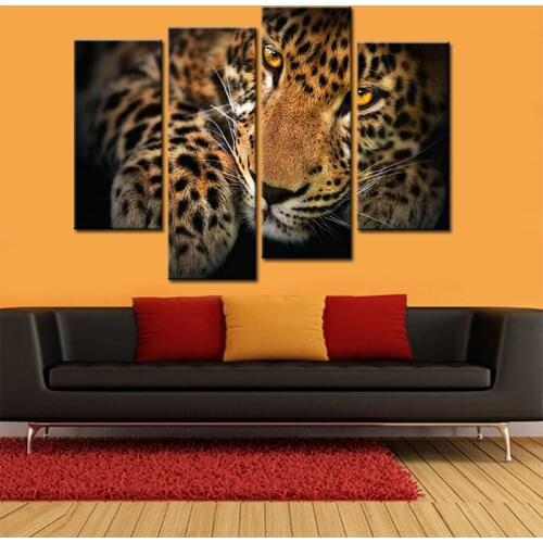 Noah Art Unframed Black and Yellow Leopard Animals Canvas Print Poster Painting Picture Wall Art for Home Decor Gift 3 Panel
