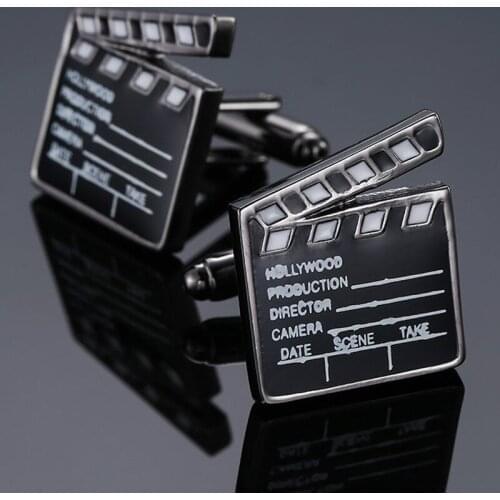 Brand new high quality movie props Cufflinks fashion suit brand jewelry black Cufflinks mens Wedding Shirt Badge Pin