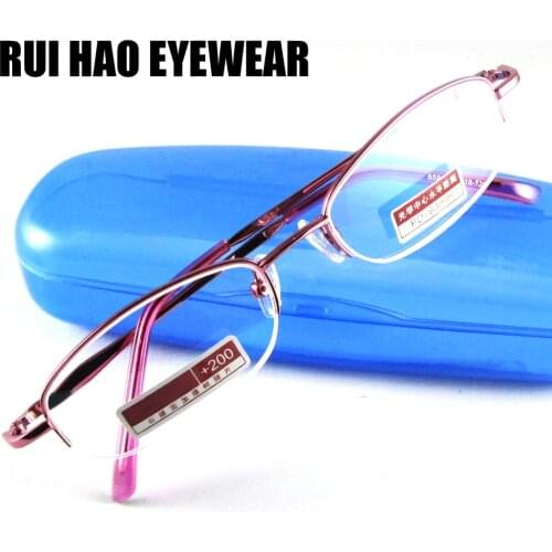 Reading Eyeglasses Women Presbyopic Glasses Near Half Rimless Eyeglasses Frame Clear Lens Strength +1.00 +1.50+2.50 +4.00 Degree
